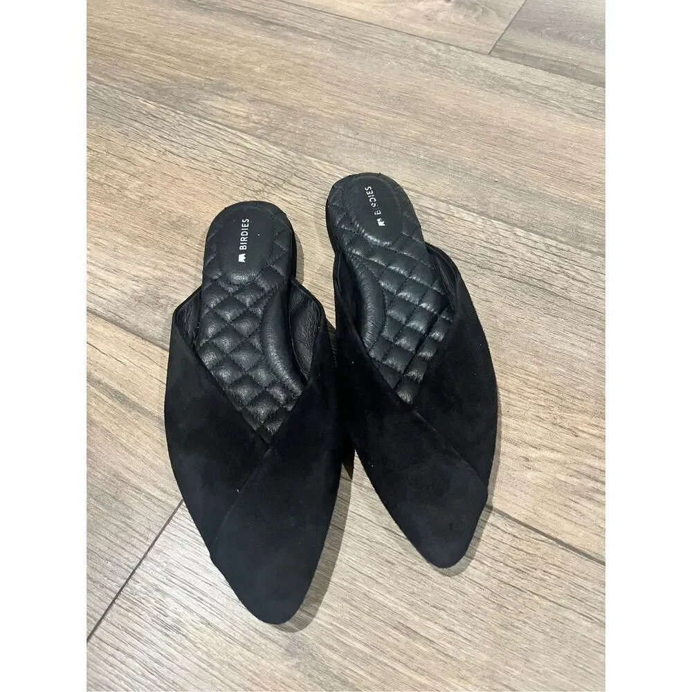 Birdies Black Suede Birdies Mules